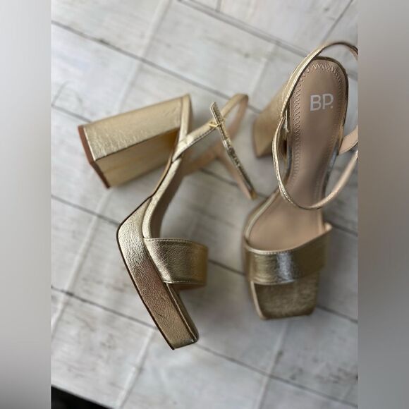 BP Noella Platform Heels Platforms Gold Size 8.5 - Picture 2 of 11